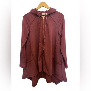 Logo Lounge Lori Goldstein Women's Sweatshirt Zip Up Hooded Tunic Purple Small‎